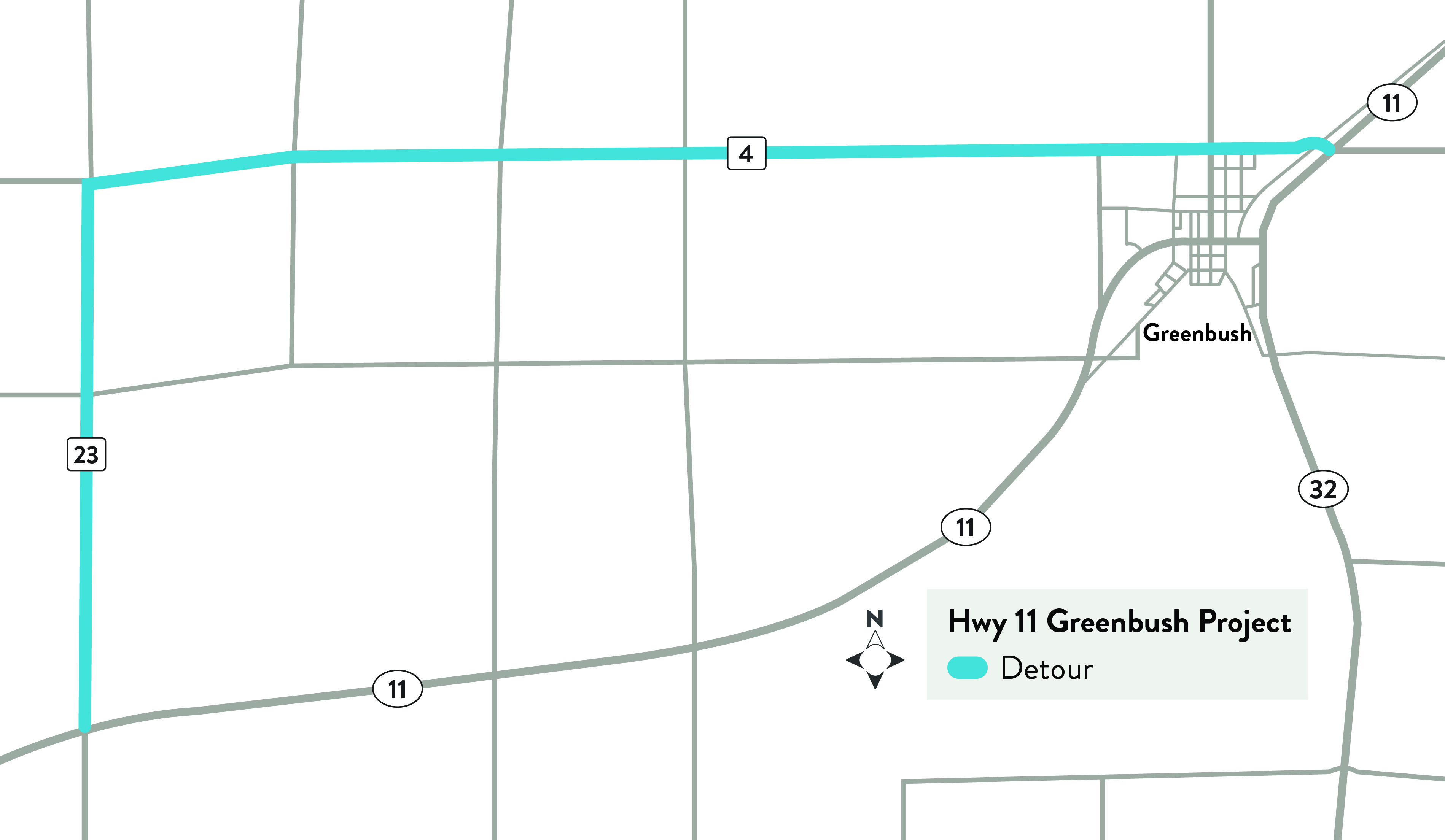 Click to enlarge Map showing truck detour route