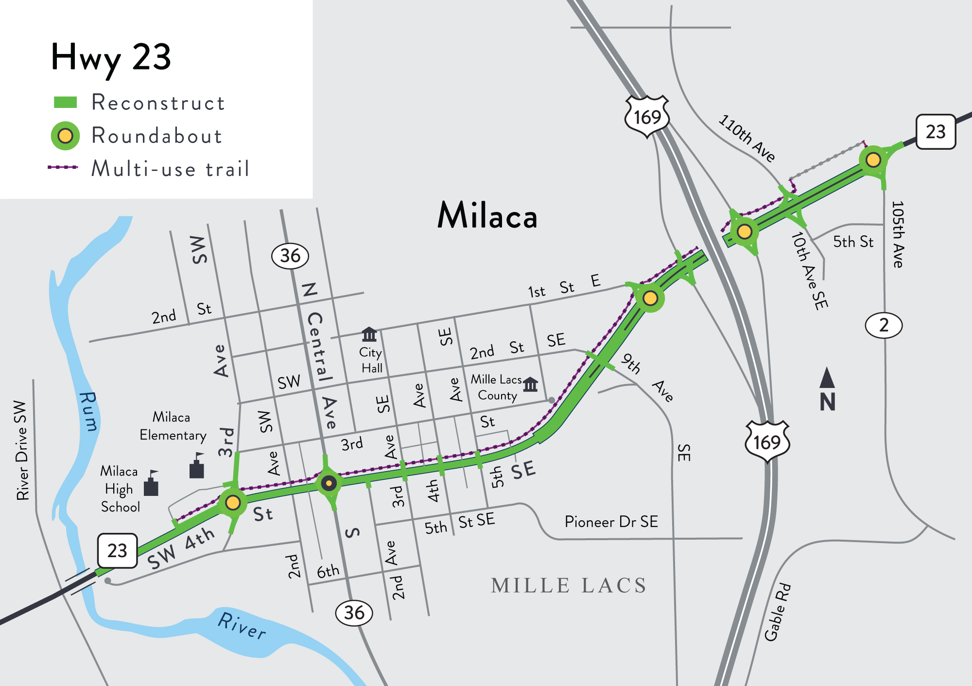 Hwy 23 Milaca project map