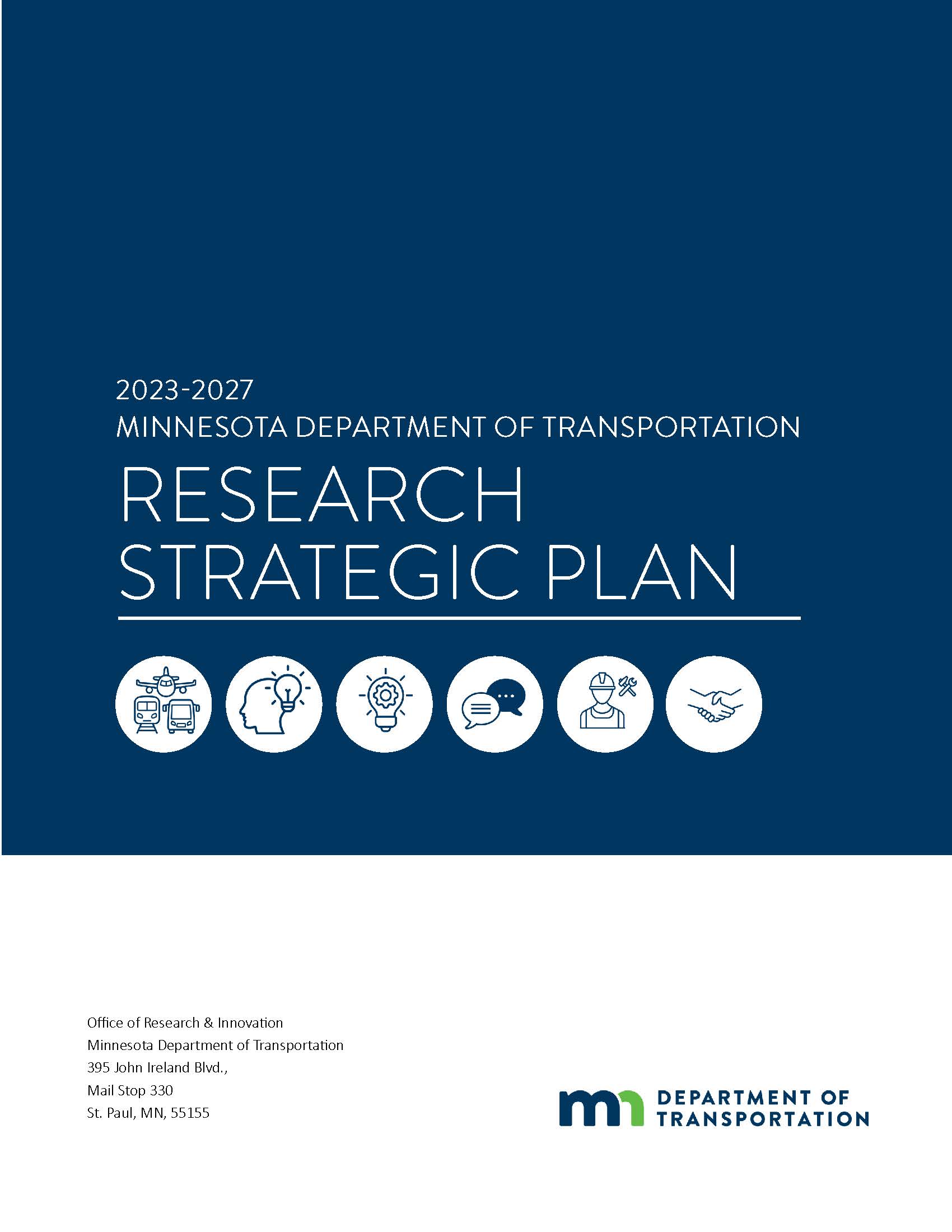Cover of the 2023-2027 MnDOT Research Strategic Plan